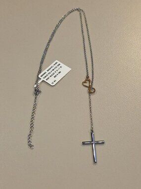 Stainless Steel Infinity Charm Cross Womens Silver Jewelry Necklace Lariat Style